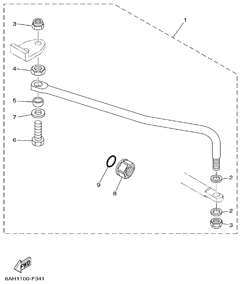 Yamaha F20CMH, F20CE STEERING GUIDE parts diagram